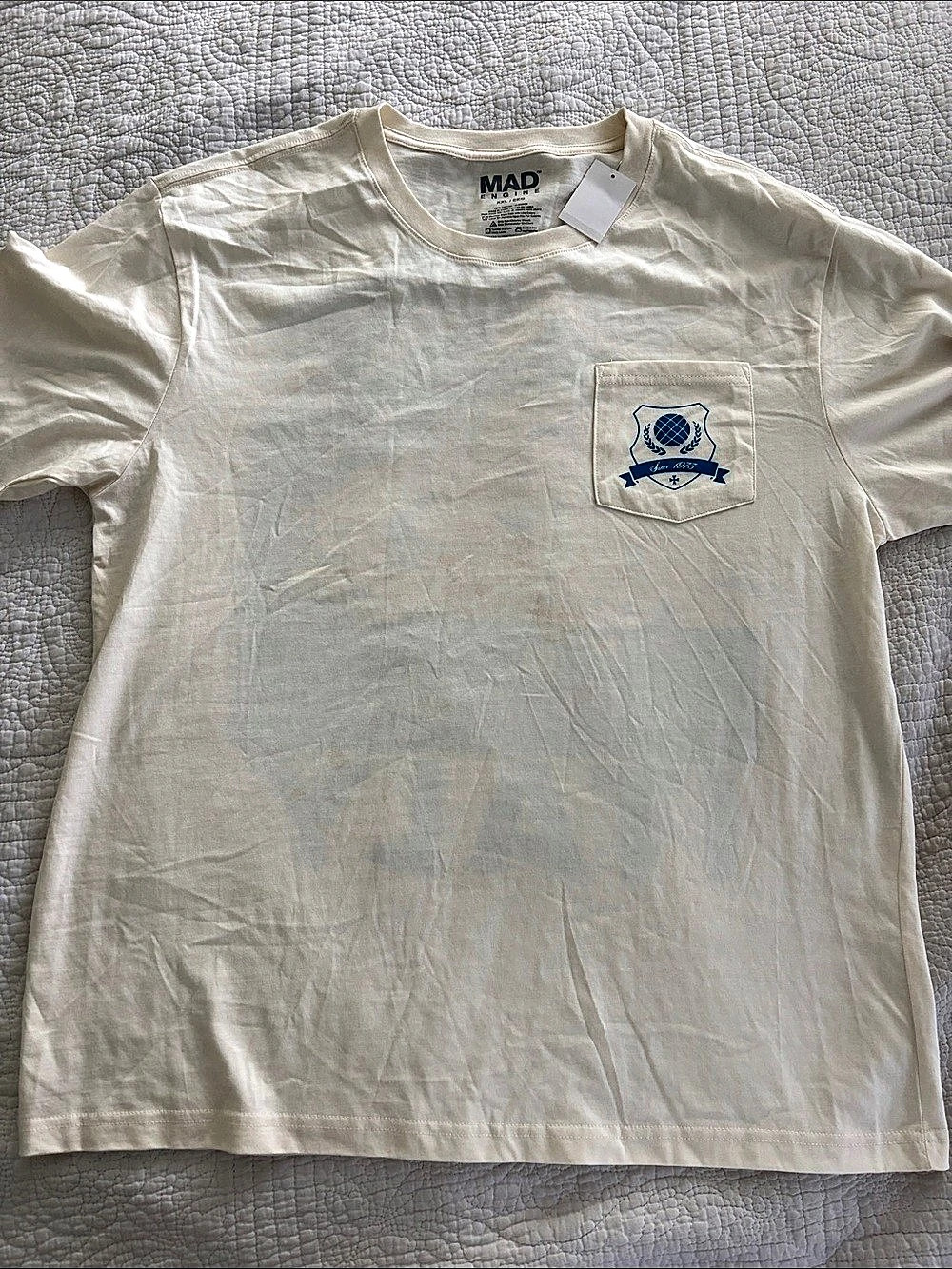 MAD Engine Costa D'Amalfi Bocce Club Italy tee Graphic Tee XXL White & Blue NWT